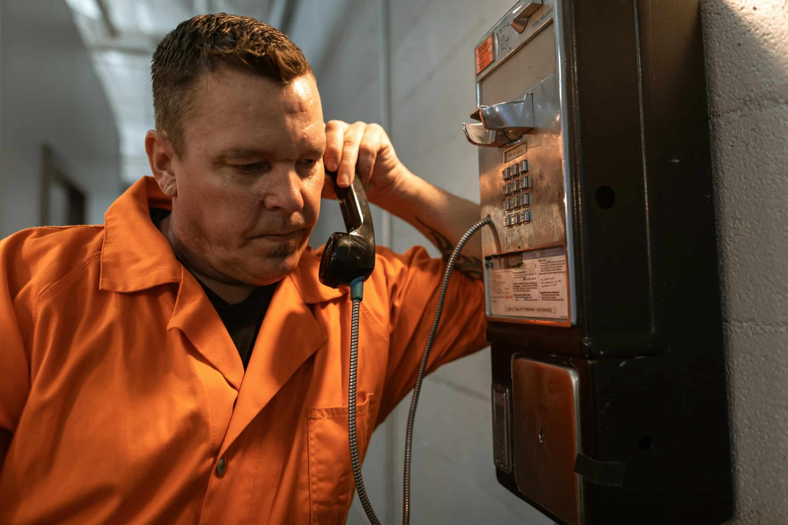 Man making phone call from jail in Atlanta, GA